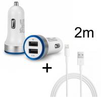 Foto del baner flotante de Cargador usb doble para auto 3.1a + cable iphone 2m