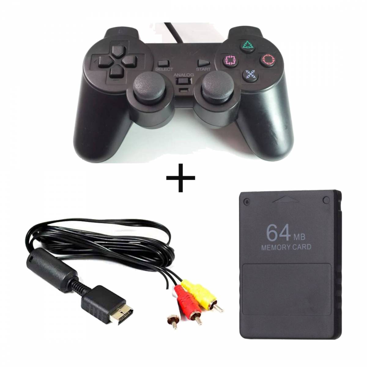 Imagen adicional 1 de Contro l analogo ps2 + cable de audio y video + emory 64 mb