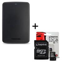 Foto del baner flotante de Disco externo de 1 Tb  Toshiba + Memoria sd de 32Gb
