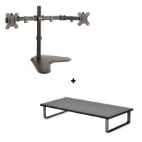 Foto del baner flotante de Soprote doble para monitor led + sop notebook