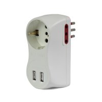 Foto del baner flotante de Adptador Schuko / 2 Tres en linea y 2 puertos carga USB