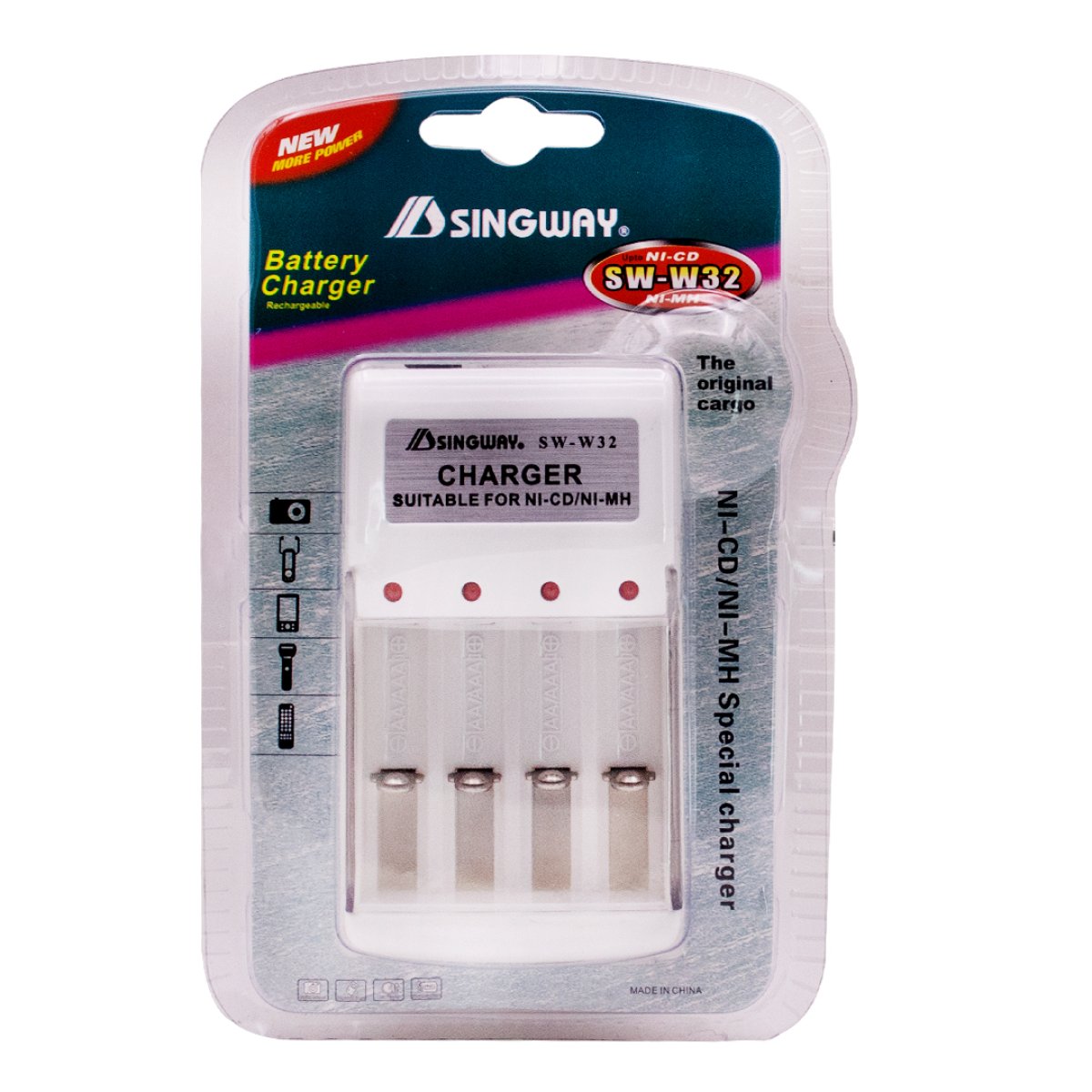 Imagen adicional 1 de CARGADOR DE PILAS SINGWAY AA / AAA