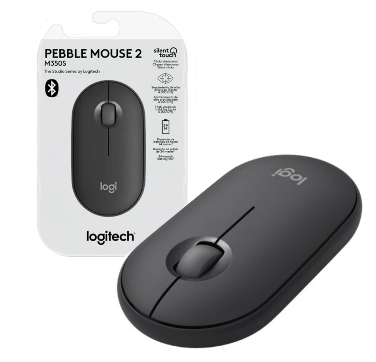 Imagen adicional 1 de Mouse Logitech M350S Pebble 2 bluetooth grafito.