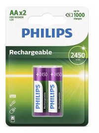 Foto del baner flotante de Pilas recargables Philips AA 2450mAh X2 Nuevo. Modelo R6B2A2