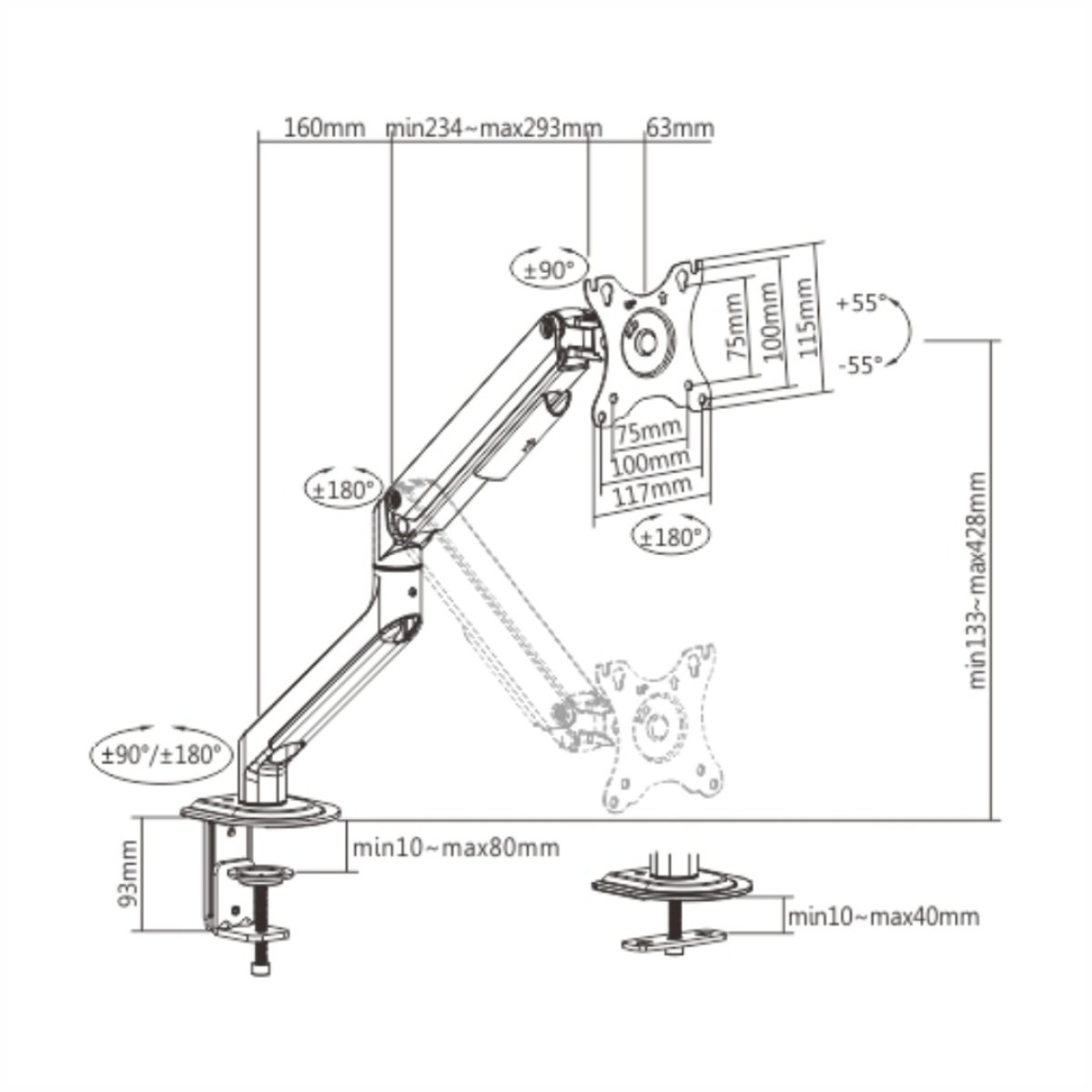 Imagen adicional 3 de Soporte para monitor brazo para monitor hasta 27