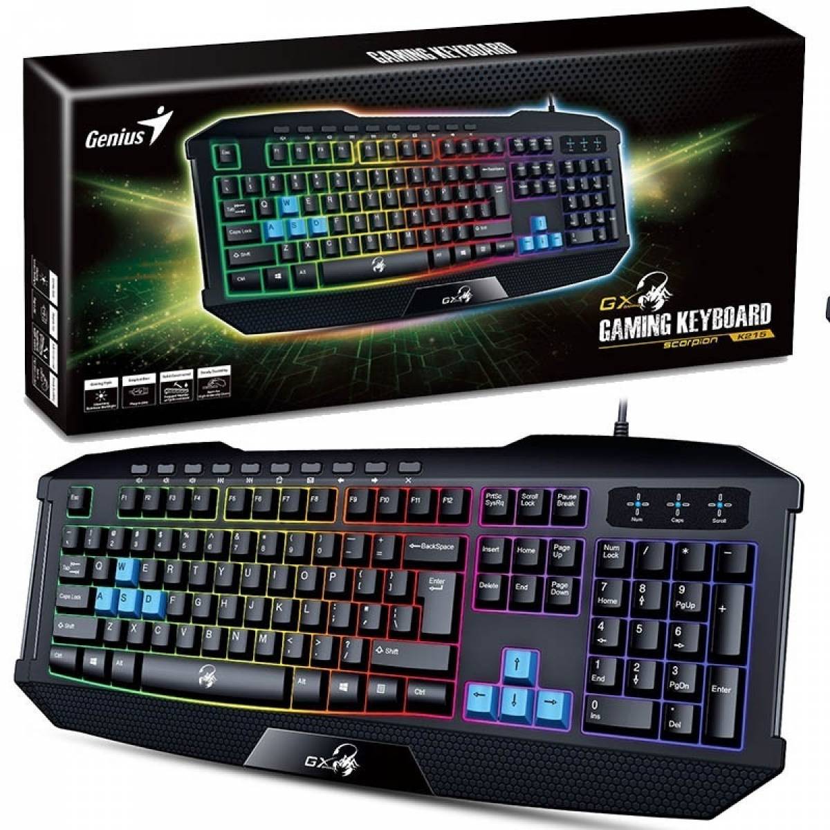 Imagen adicional 2 de Teclado gamer Genius retroiluminado modelo K215 en oferta