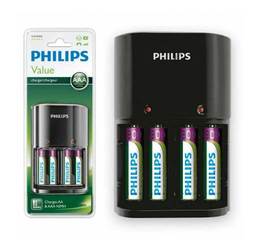 Foto del baner flotante de Cargador Philips para 4 pilas AA y AAA con pilas 